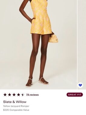 Slate & Willow Yellow Jacquard Romper with Subtle Floral